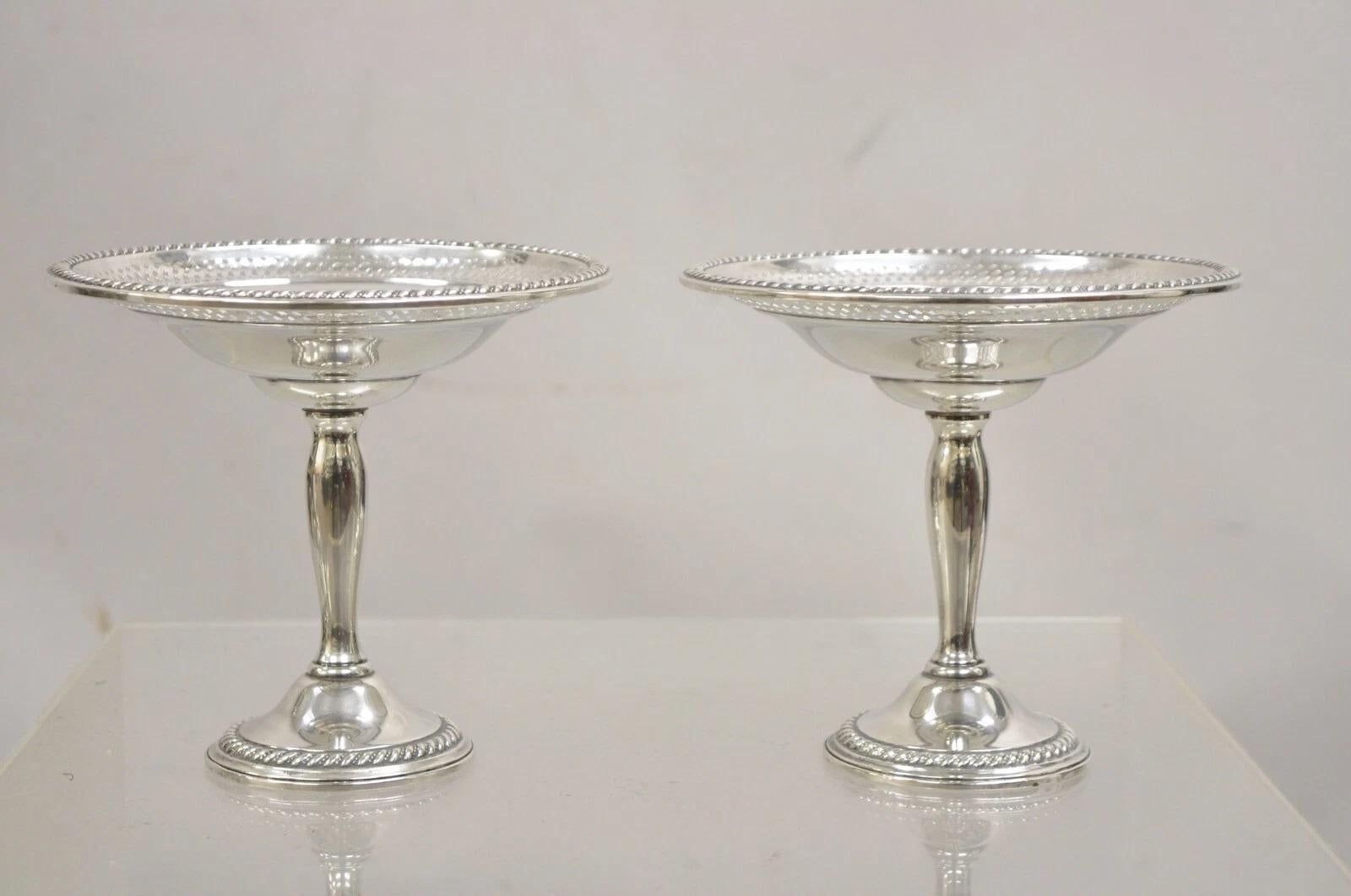 Edwardian International Sterling Silver 925 Weighted Footed Compote Candy Dish Pair