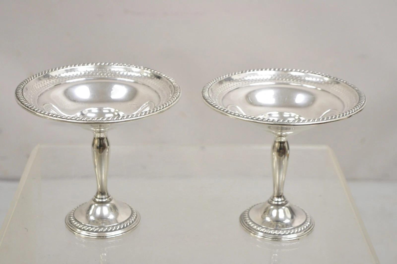 International Sterling Silver 925 Weighted Footed Compote Candy Dish Pair In Good Condition In Philadelphia, PA