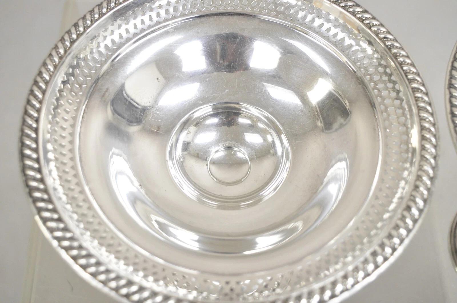 20th Century International Sterling Silver 925 Weighted Footed Compote Candy Dish Pair
