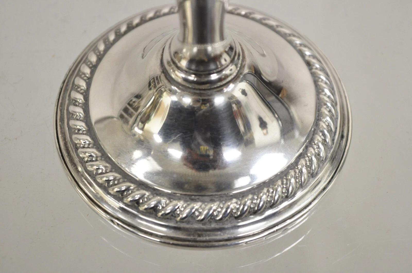 International Sterling Silver 925 Weighted Footed Compote Candy Dish Pair 2