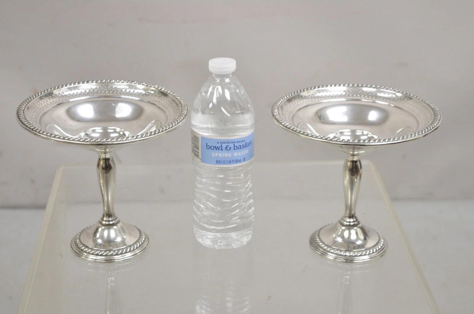 International Sterling Silver 925 Weighted Footed Compote Candy Dish Pair 3
