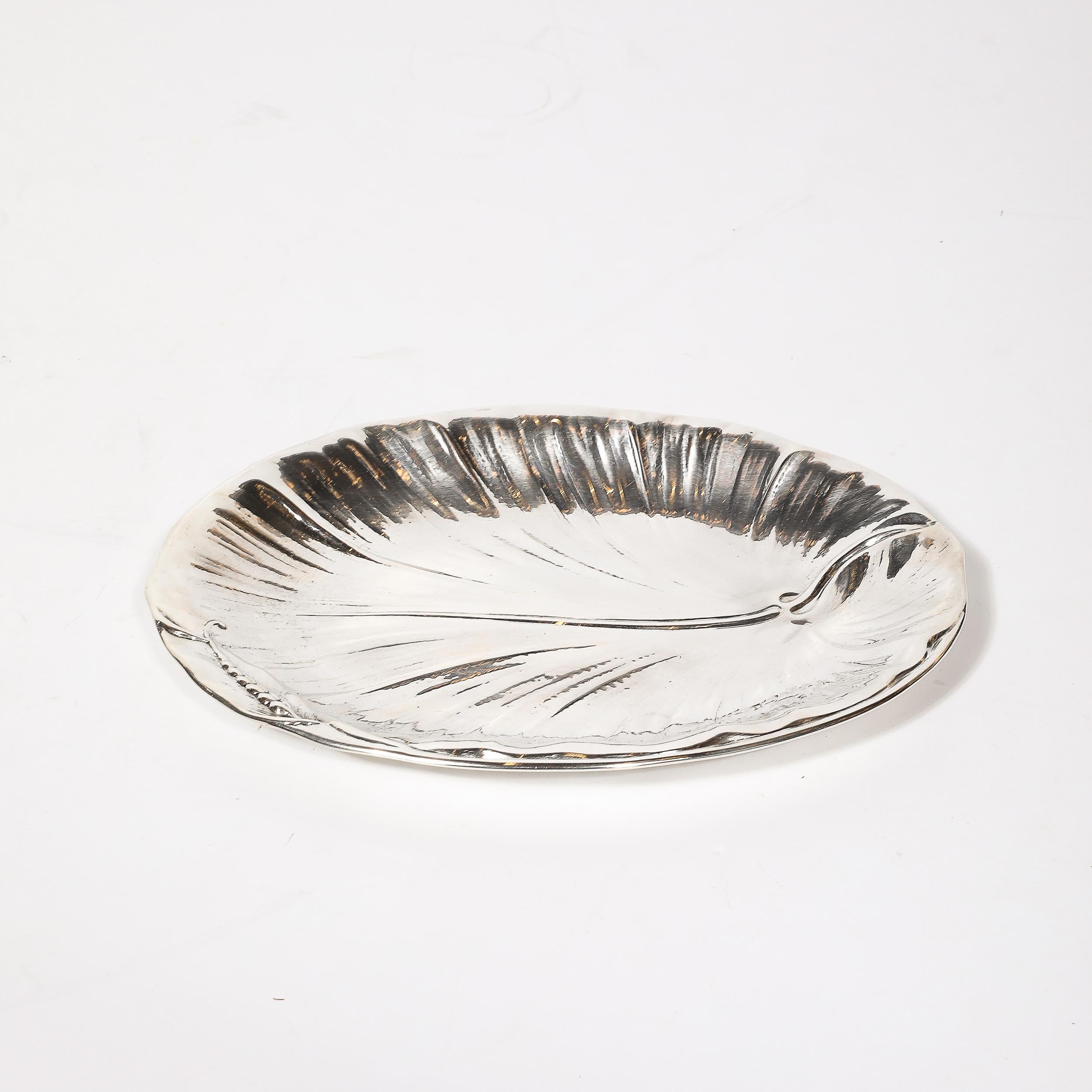 American International Sterling Silver H251 Repousse Lily Serving Tray For Sale