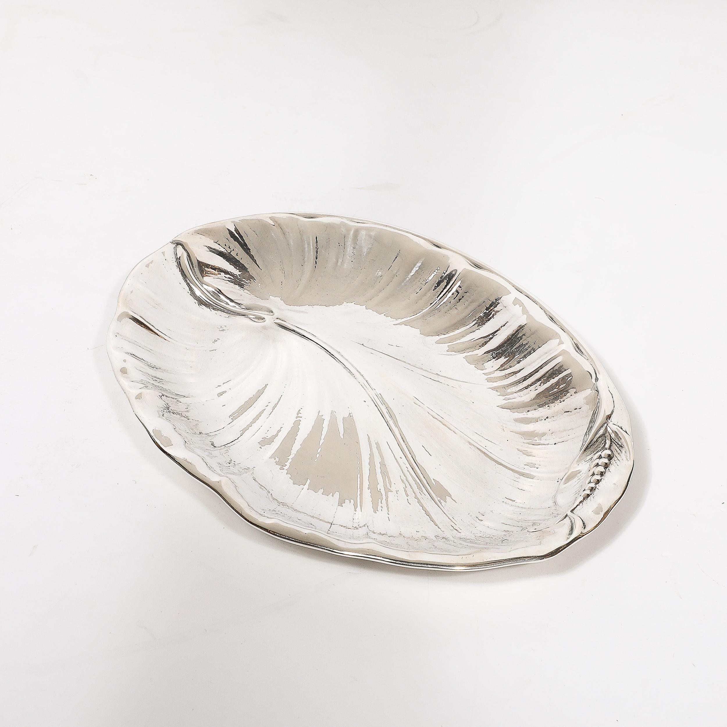 Mid-20th Century International Sterling Silver H251 Repousse Lily Serving Tray For Sale