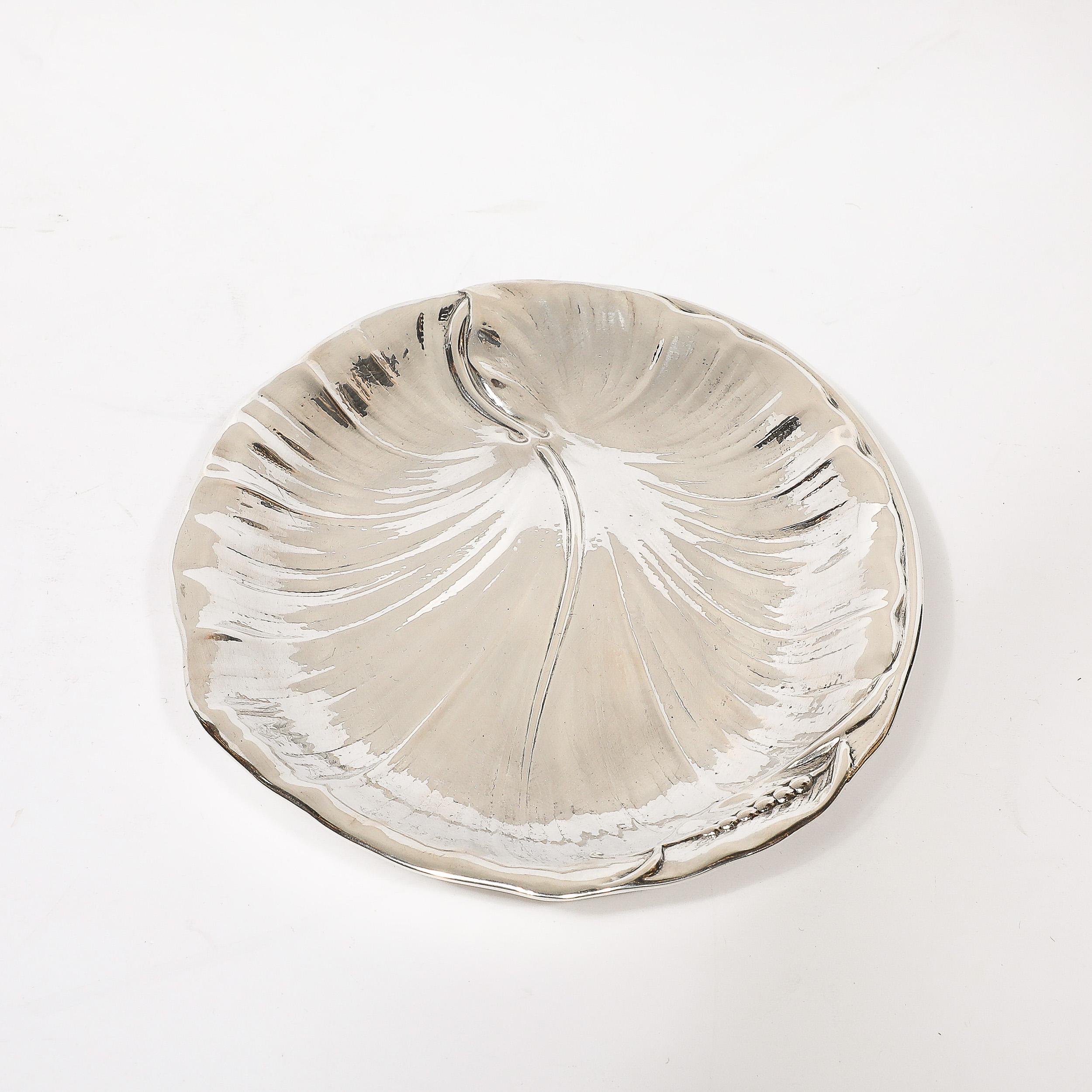 International Sterling Silver H251 Repousse Lily Serving Tray For Sale 1
