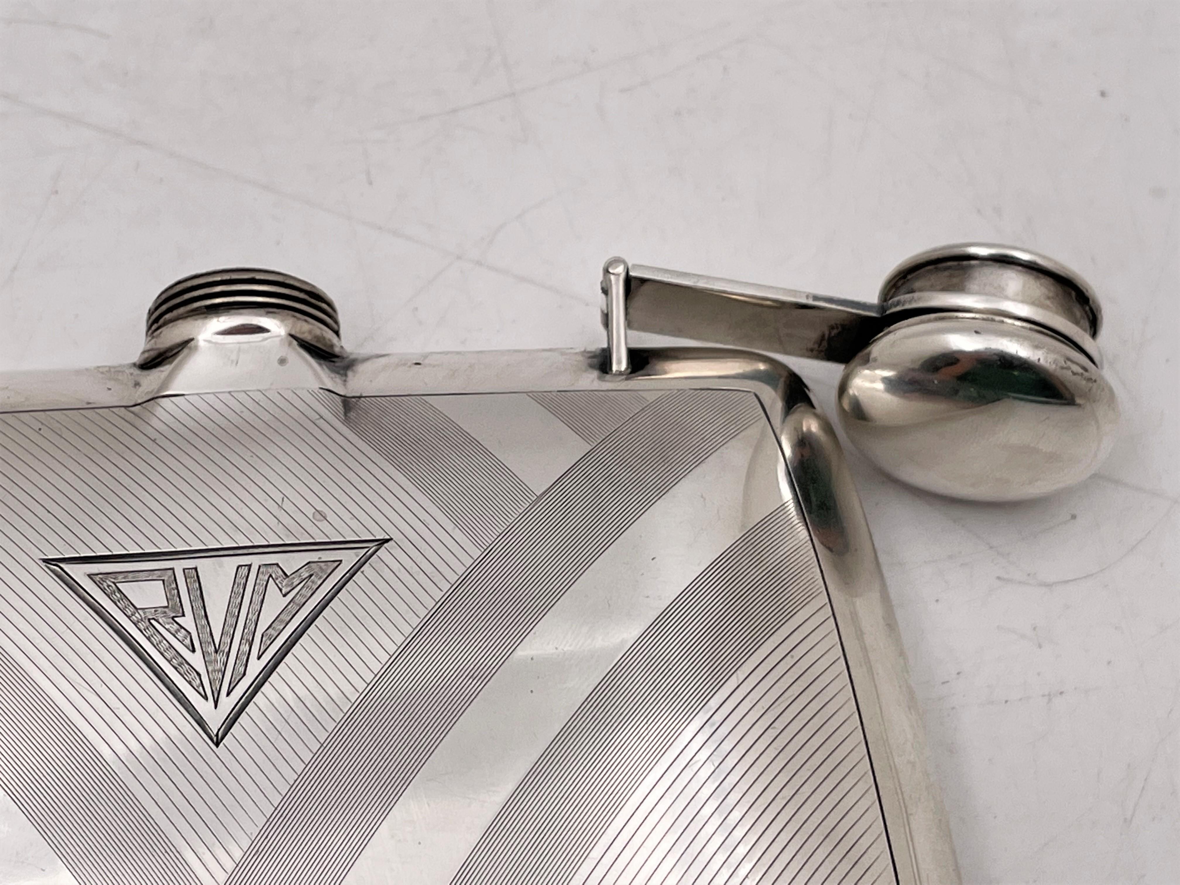 International Sterling Silver Rum Flask in Art Deco Style Early 20th Century In Good Condition In New York, NY