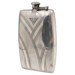 International Sterling Silver Rum Flask in Art Deco Style Early 20th Century