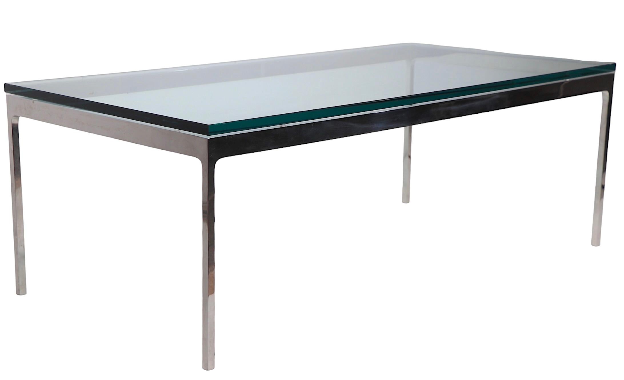 International Style Chrome and Glass Coffee Table by Zographos c 1970's  For Sale 1