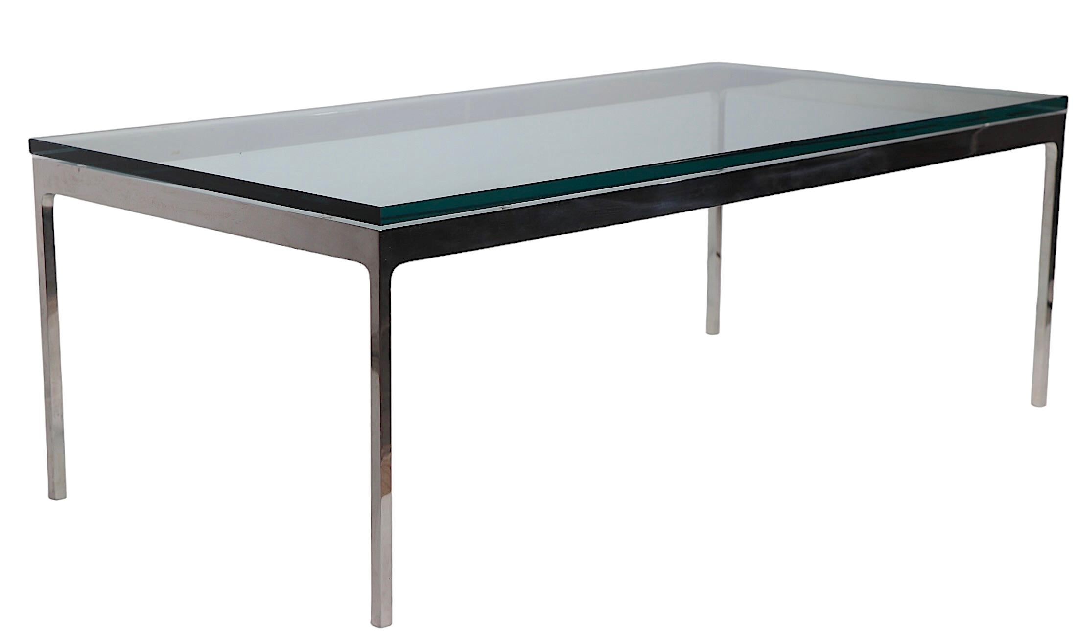 International Style Chrome and Glass Coffee Table by Zographos c 1970's  For Sale 2