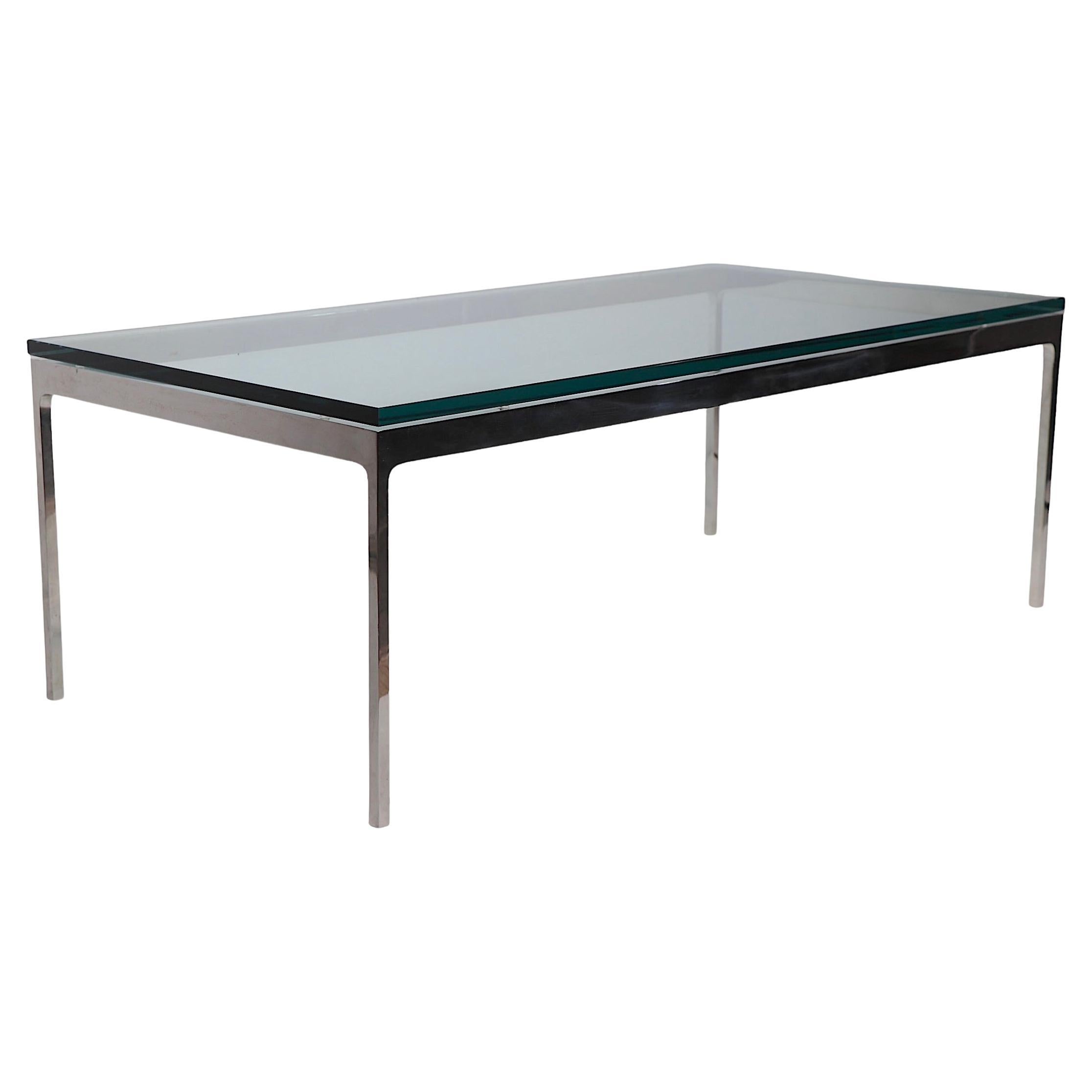 International Style Chrome and Glass Coffee Table by Zographos c 1970's  For Sale