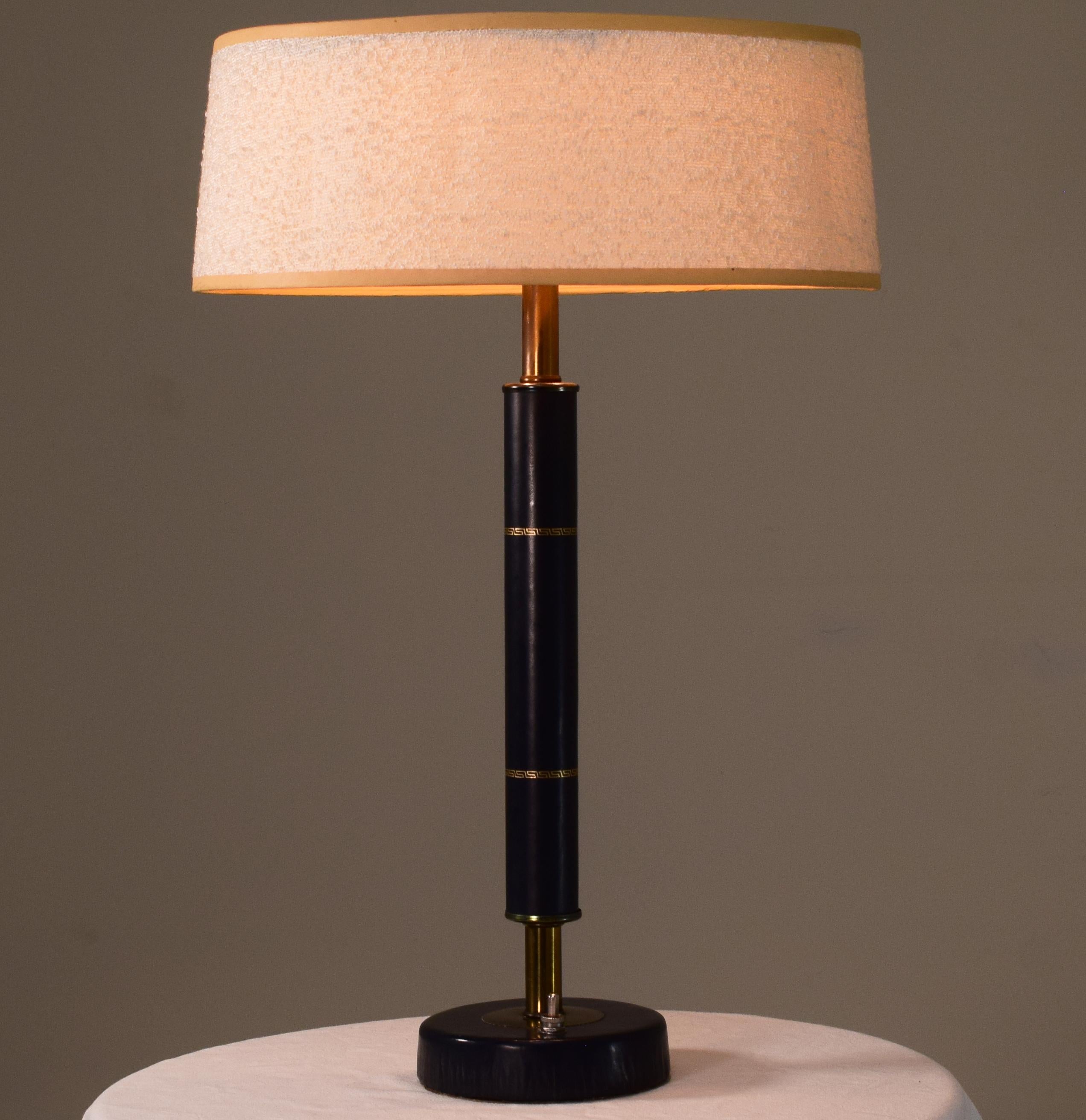 International Style Diminutive Library or Desk Table Lamp in Leather 4