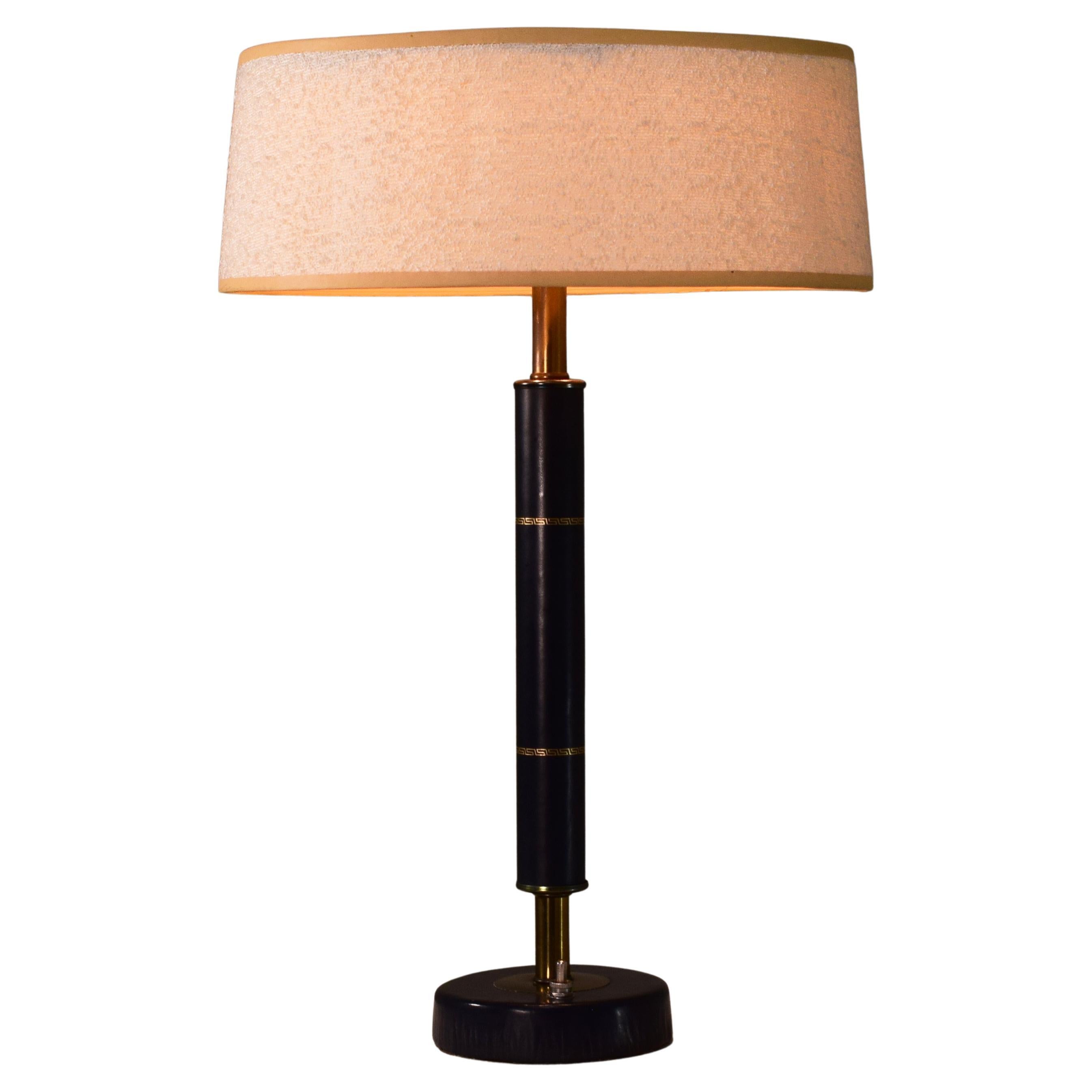 International Style Diminutive Library or Desk Table Lamp in Leather