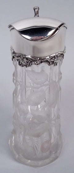 International Victorian Sterling Silver & Glass Fruit Syrup Jug