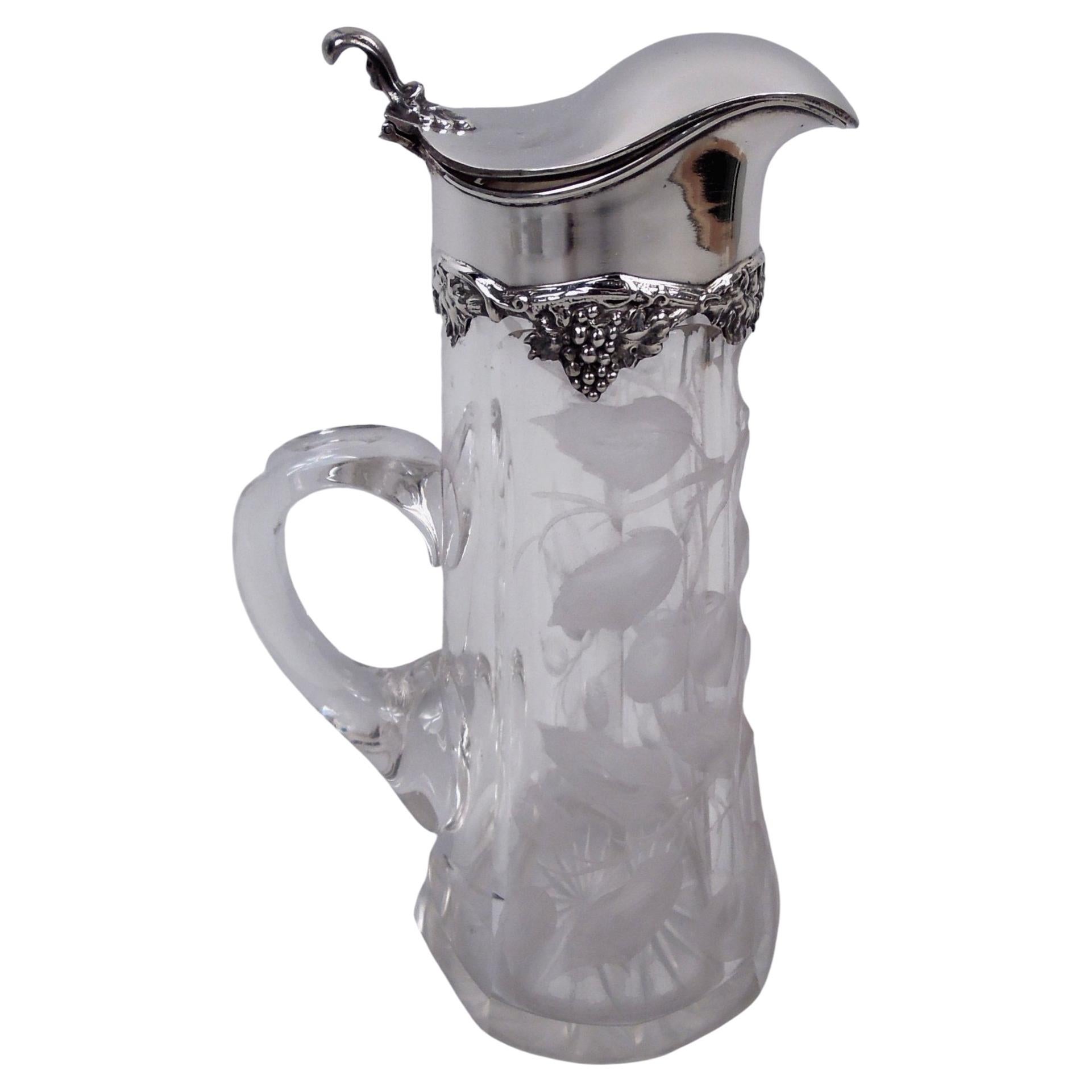 International Victorian Sterling Silver & Glass Fruit Syrup Jug