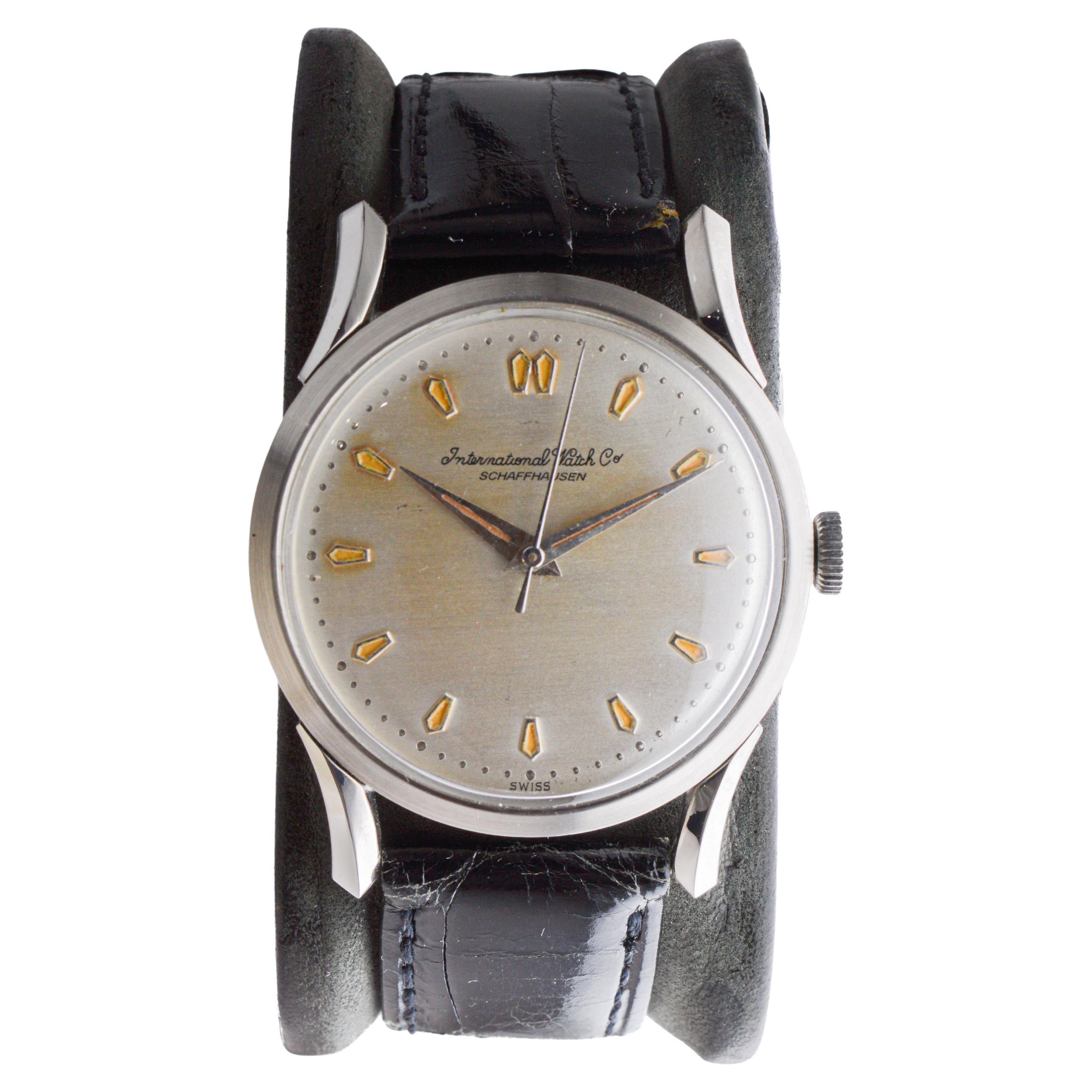 Women's or Men's International Watch Co. Stainless Steel Automatic circa, 1940's For Sale