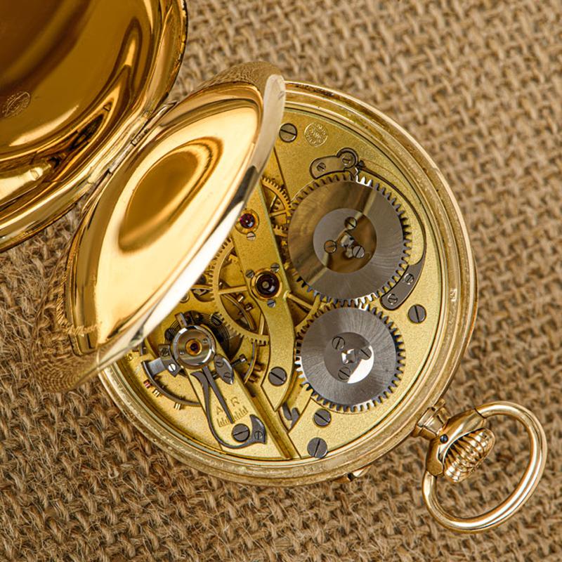 International Watch Company Gold Schlüssellose Klapp-Taschenuhr mit offenem Zifferblatt C1920er im Angebot 5