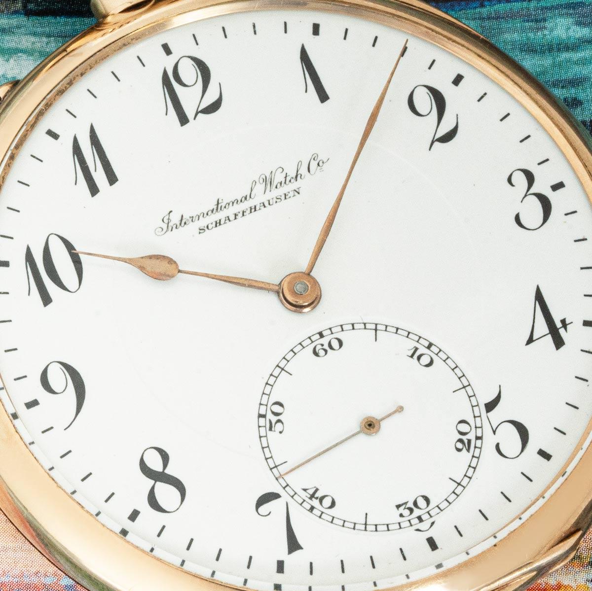 International Watch Company Rose Gold Keyless Lever Open Face Pocket Watch C1920 In Good Condition For Sale In London, GB