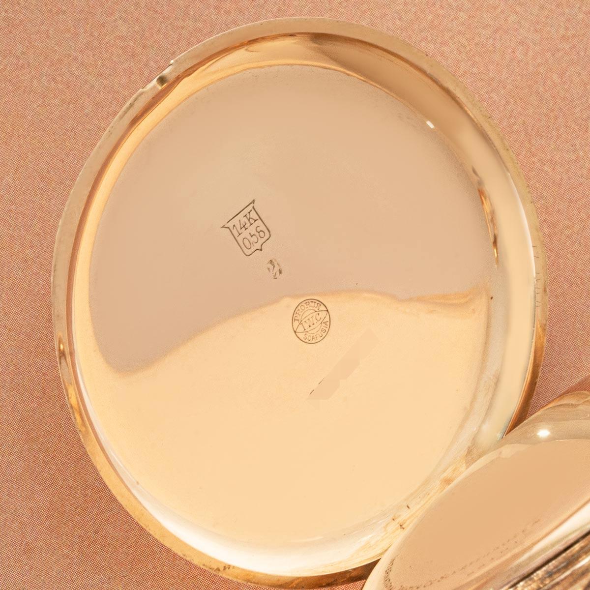 International Watch Company Rose Gold Keyless Lever Open Face Pocket Watch C1920 For Sale 1