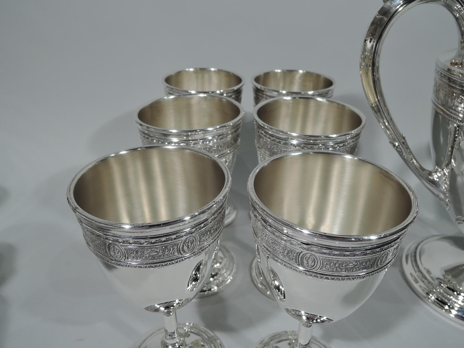 20th Century International Wedgwood Sterling Silver Set with Pitcher & 12 Goblets