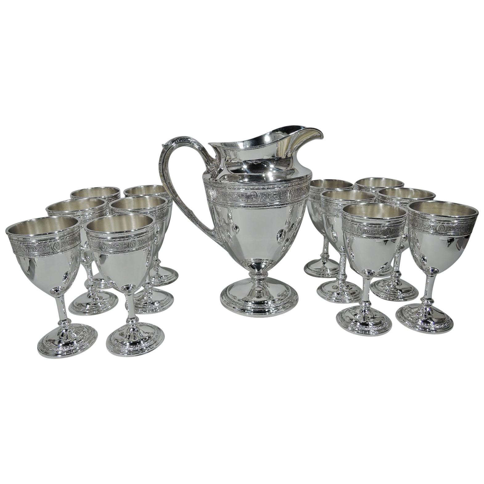 International Wedgwood Sterling Silver Set with Pitcher & 12 Goblets