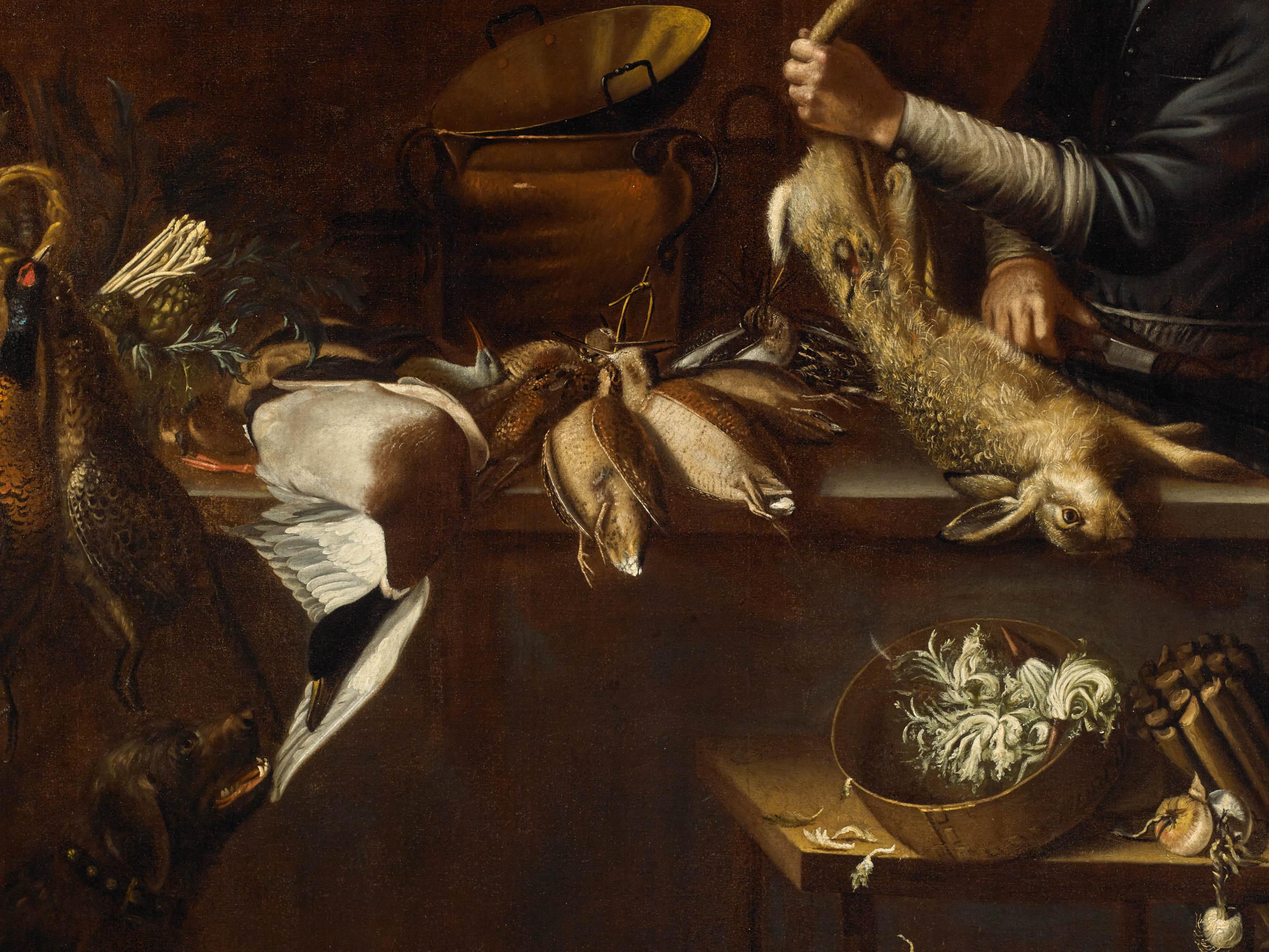 Italian Intérieur de cuisine, peinture à l'huile sur toile, Italie du Nord, XVIIe siècle en vente