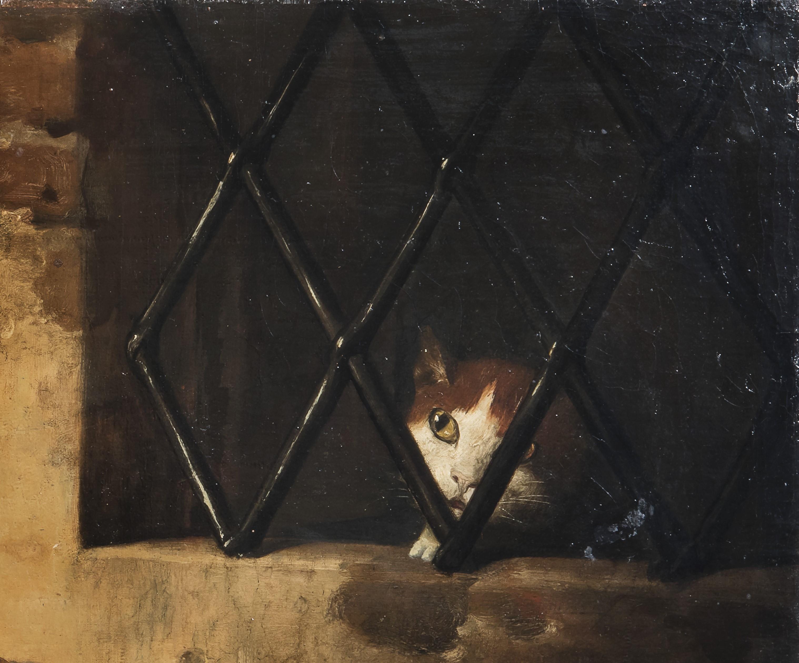 Italiano Interno di dispensa con selvaggina di penna e gatto