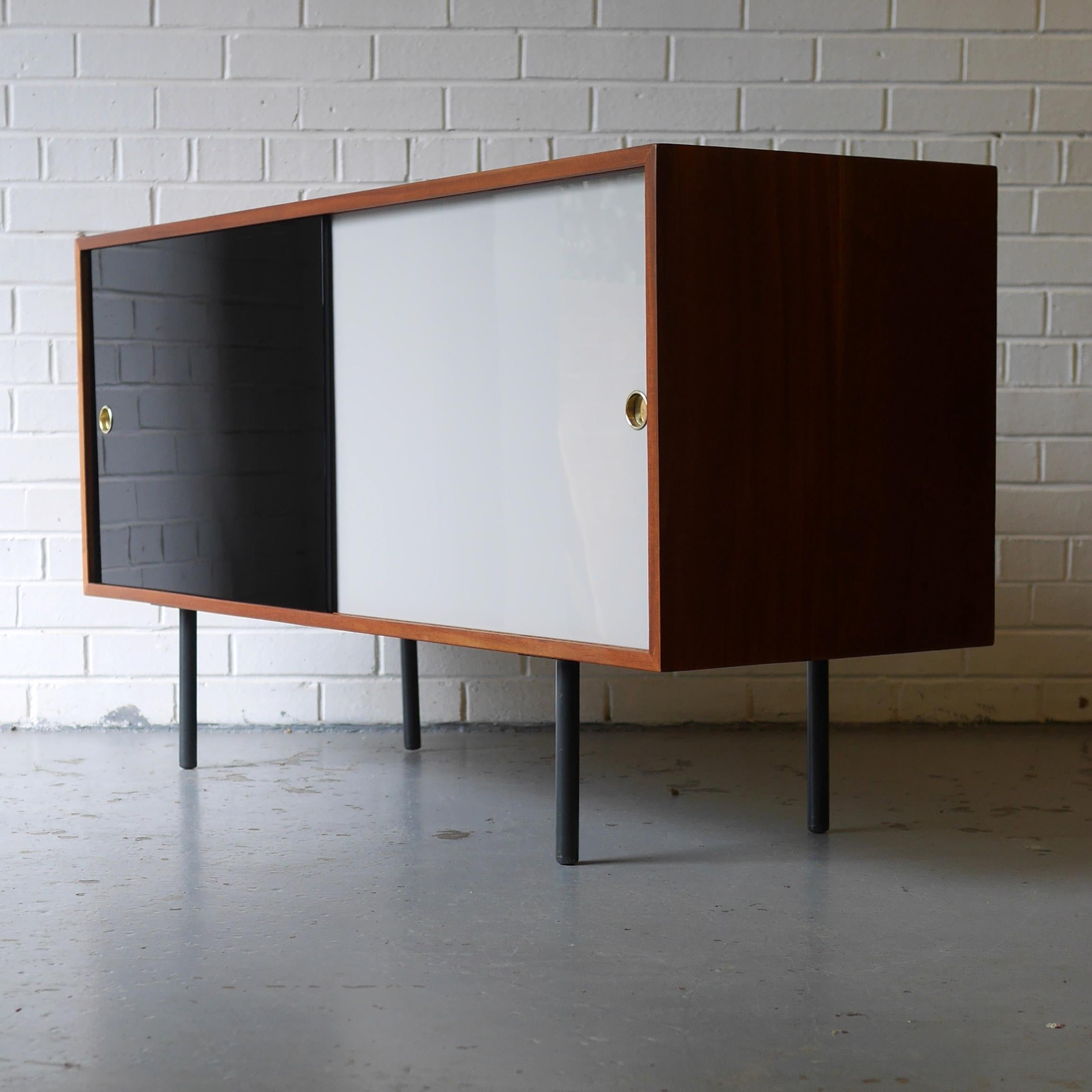 Interplan Sideboard in Mahogany with Glass Doors by Robin Day for Hille In Good Condition In Derby, Derbyshire