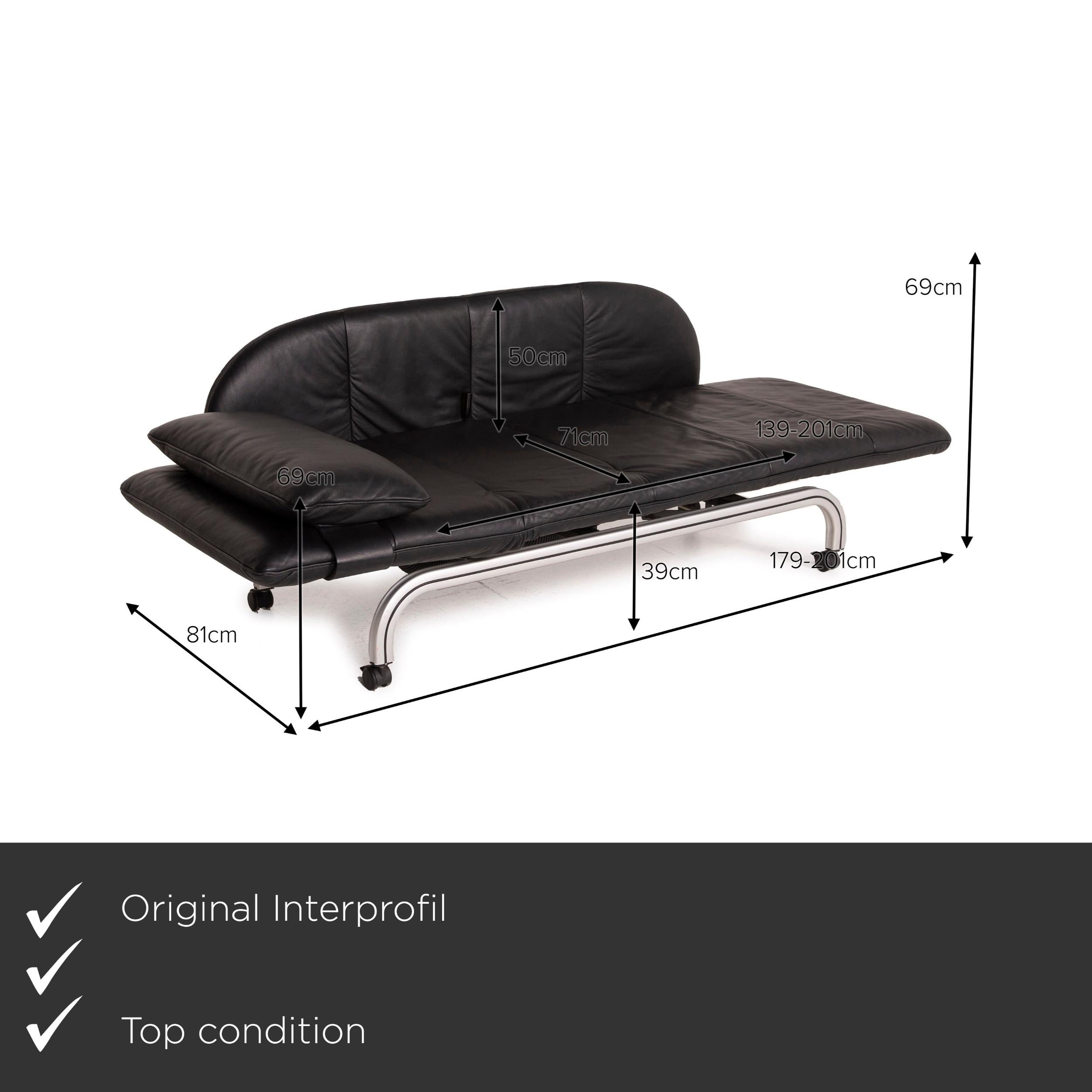 We present to you an Interprofil Beo leather lounger black function two-seater.
 
 

 Product measurements in centimeters:
 

Depth: 81
Width: 179
Height: 69
Seat height: 39
Rest height: 69
Seat depth: 71
Seat width: 139
Back height: