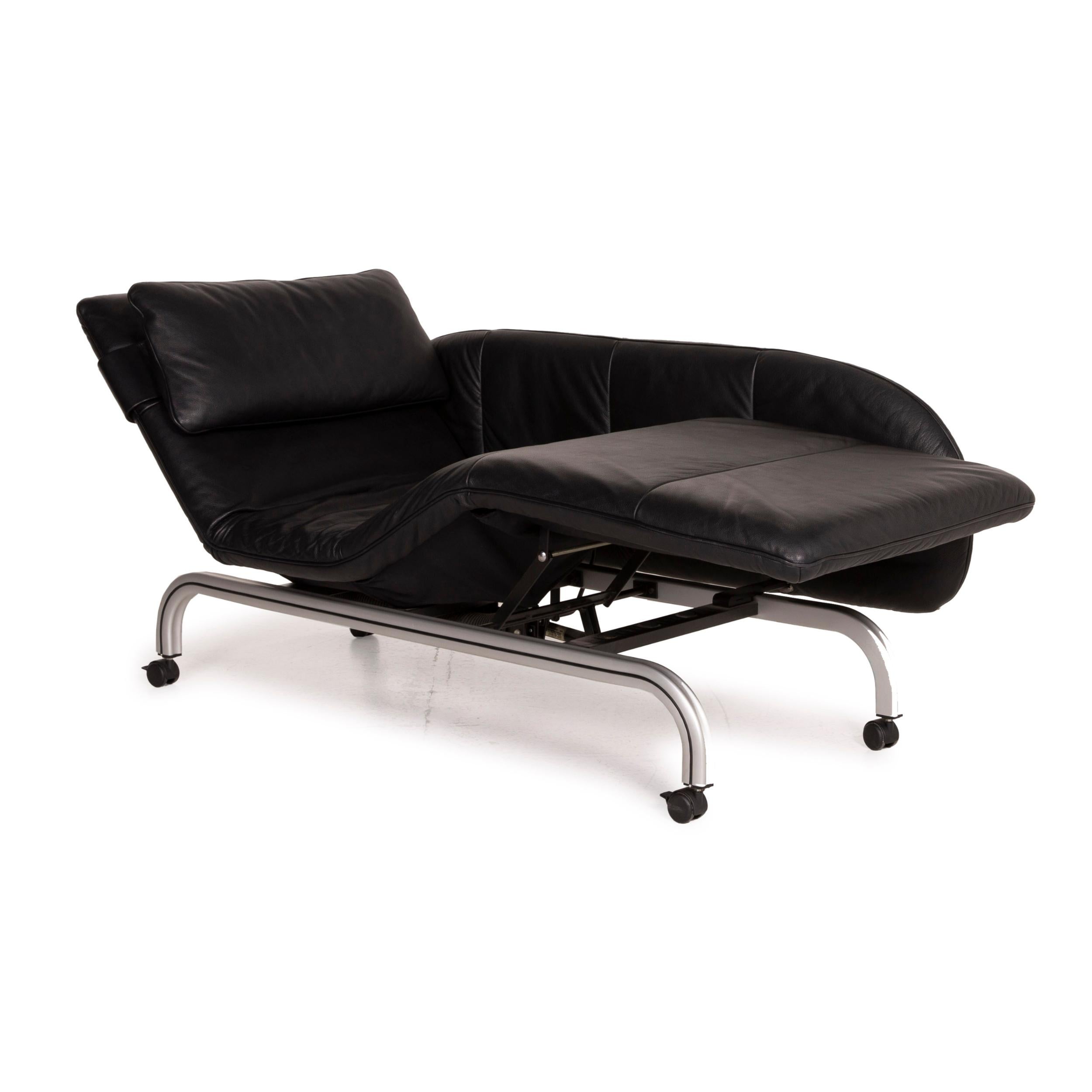 Modern Interprofil Beo Leather Lounger Black Function Two-Seater