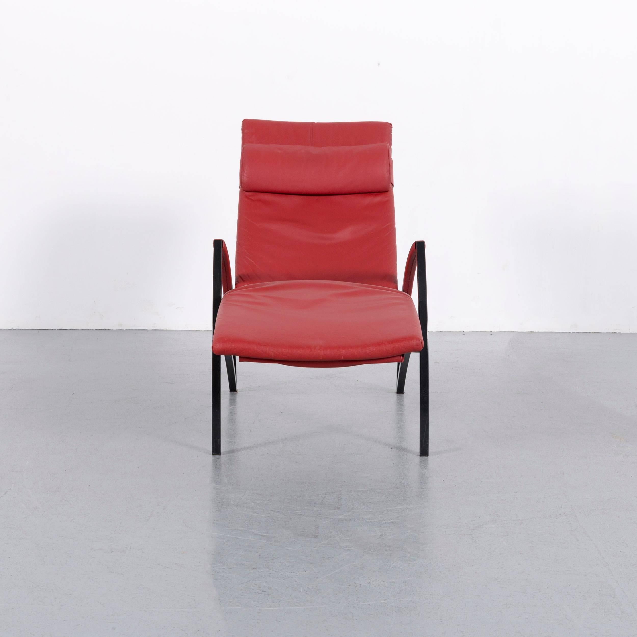 Interprofil Pax Leather Armchair Red One-Seat Couch In Good Condition In Cologne, DE