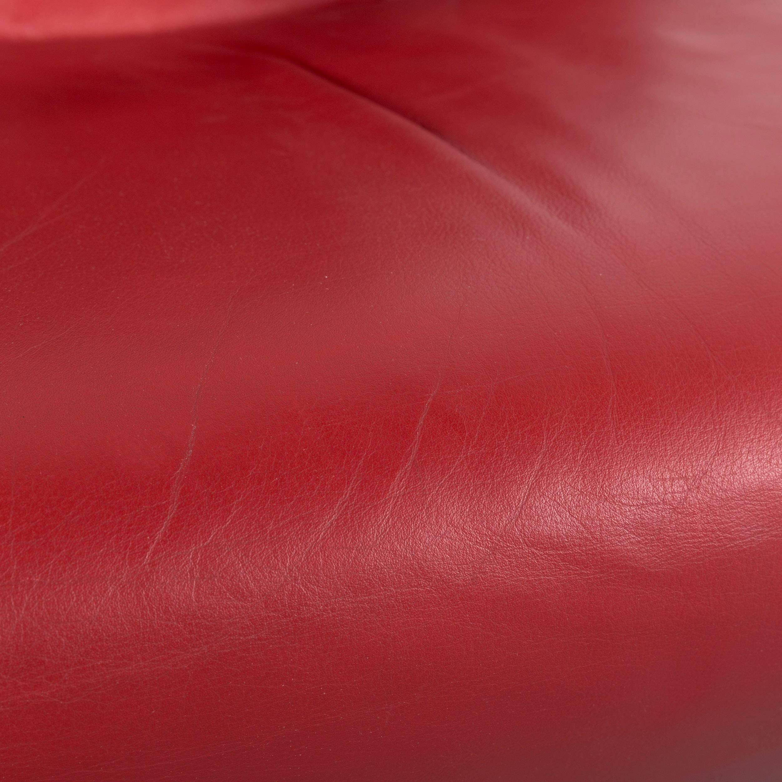 Contemporary Interprofil Pax Leather Armchair Red One-Seat Couch