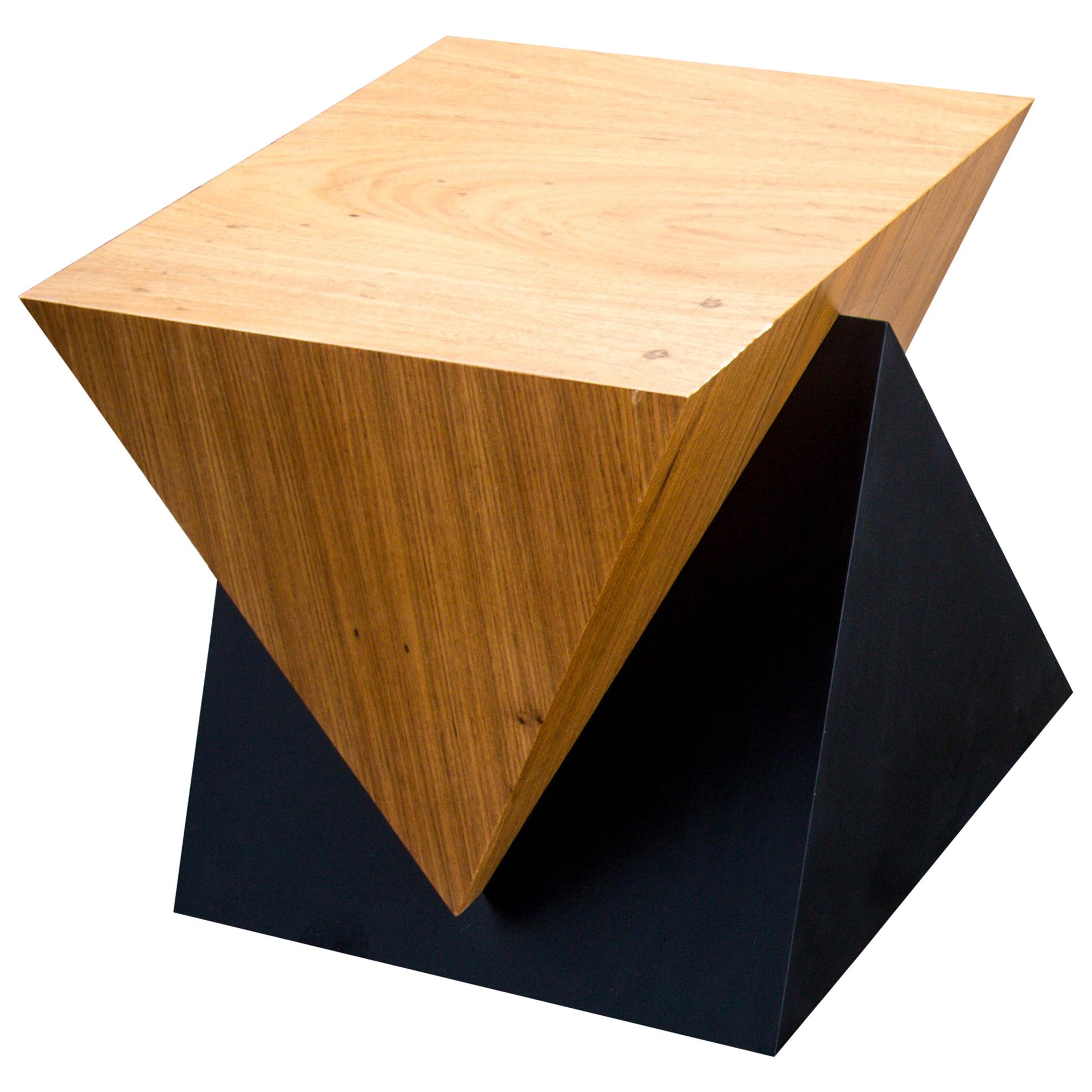 "Intersection" Minimalist Bench or Side Table Made of Freijó and Lacquered Wood For Sale