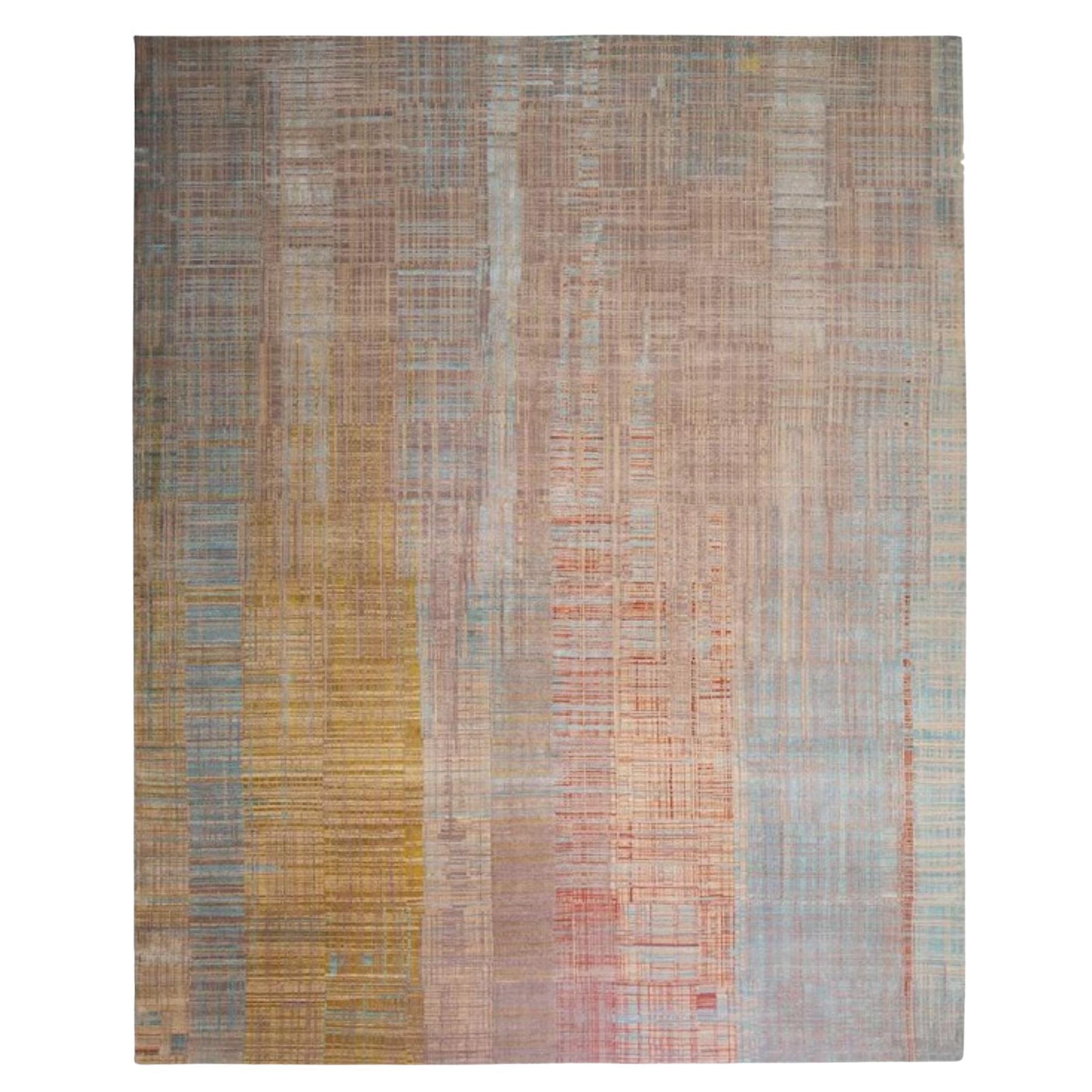 INTERSECTIONS Hand-knotted Silk and Wool Rug For Sale