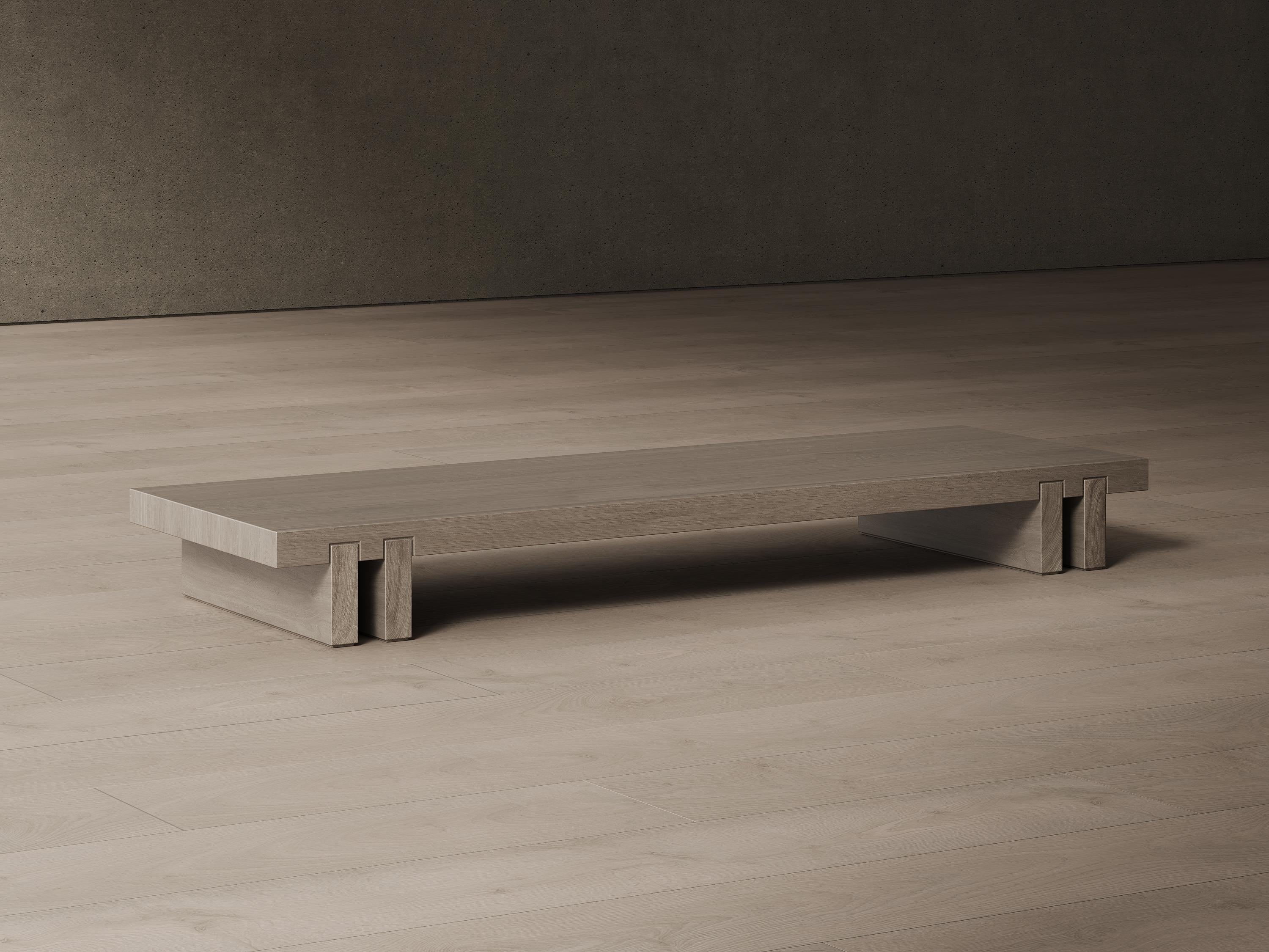 Drawing inspiration from Japanese minimalism, the Intersekt collection elevates its design with a harmonious blend of symmetrical and linear features. The table in its wooden version of this collection, is available in a refined shade of grey oak,
