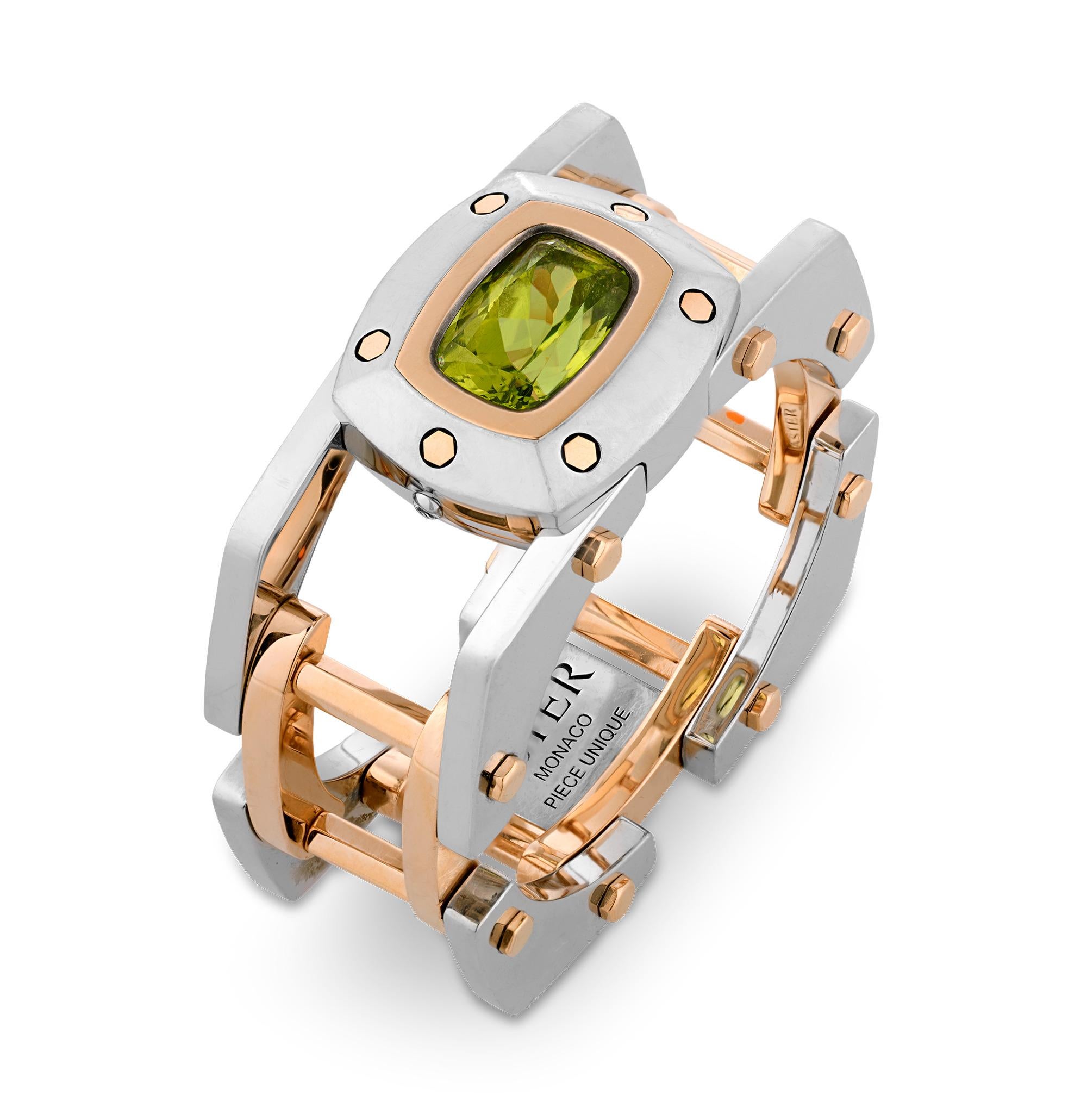This peridot is a rarity beyond compare—it is out of this world. Weighing 1.11 carats, this exceptional gemstone was formed in space and arrived on Earth aboard a meteorite. Among the most exclusive gemstones available, the celestial marvel exhibits