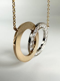 Intertvined circle love pendant natural diamond pendant necklace 14KT 0.76ct