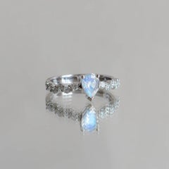 Intertwine Moonstone Ring in 14K White Gold by Anastassia Sel Jewelry