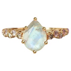 Intertwine Ring in 14K Gold, Moonstone & Diamonds by Anastassia Sel Jewelry