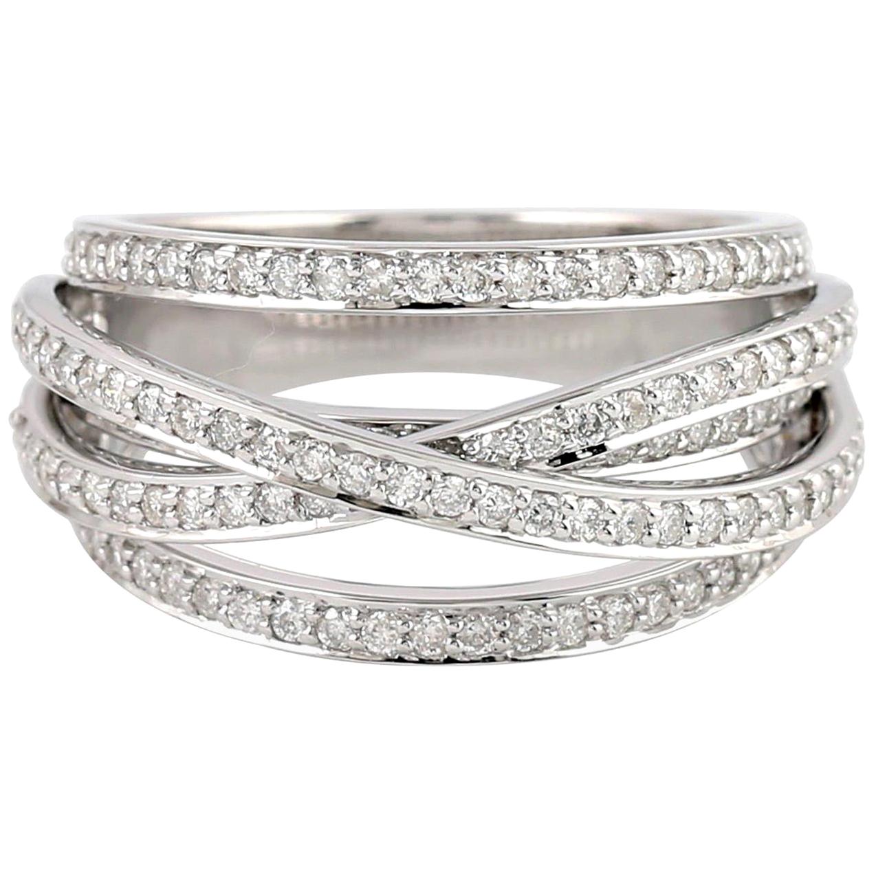 Intertwined 18 Karat Gold Diamond Engagement Ring