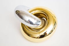 Intertwined Brass and Chrome Plated Ring Sculpture Vintage