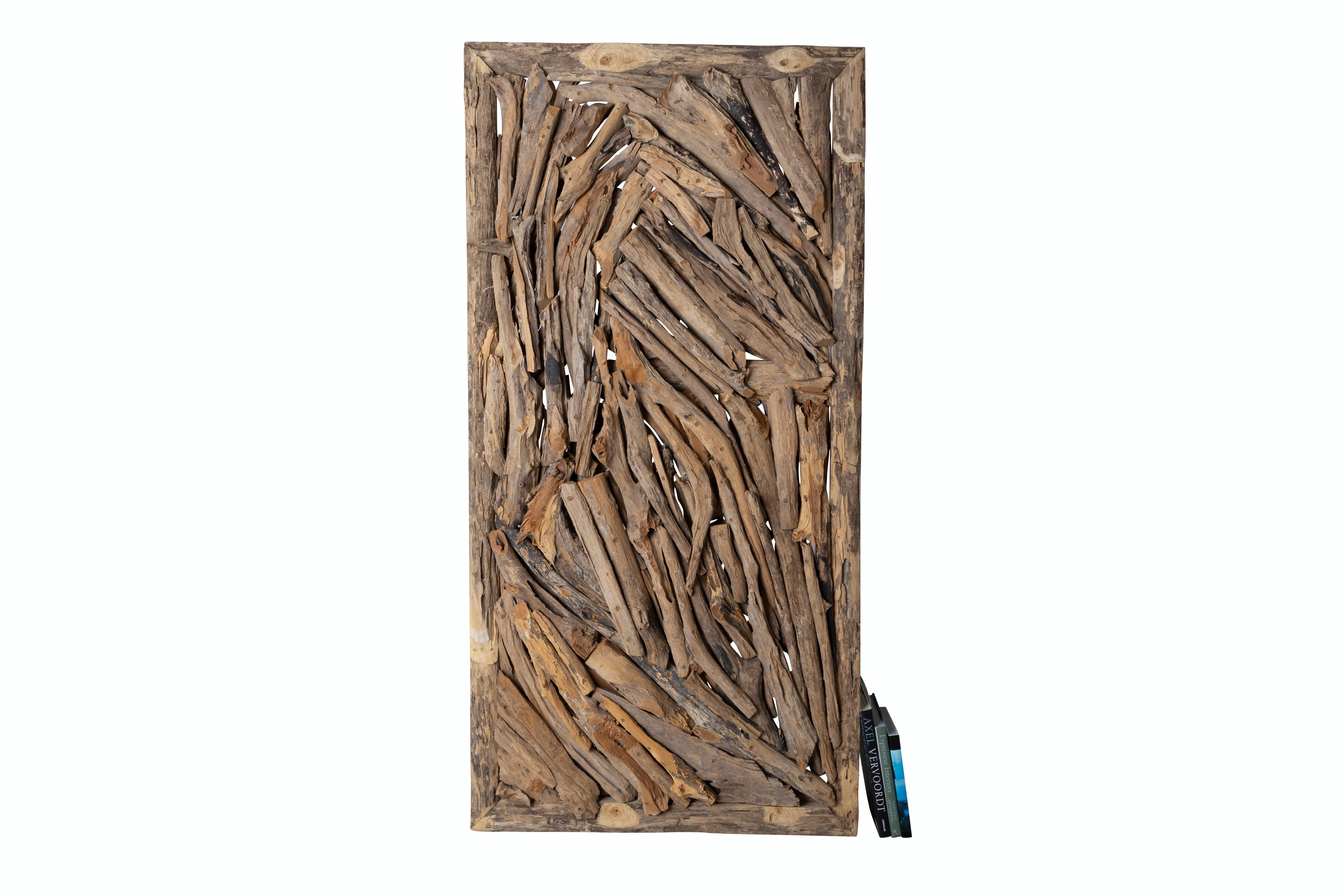 Dramatic and textured, these large driftwood panels are made from the organic shapes of twisted driftwood. Wiring at back make it easy to mount on the wall for a one-of-a-kind contemporary focal point. This large driftwood panel is woven together to