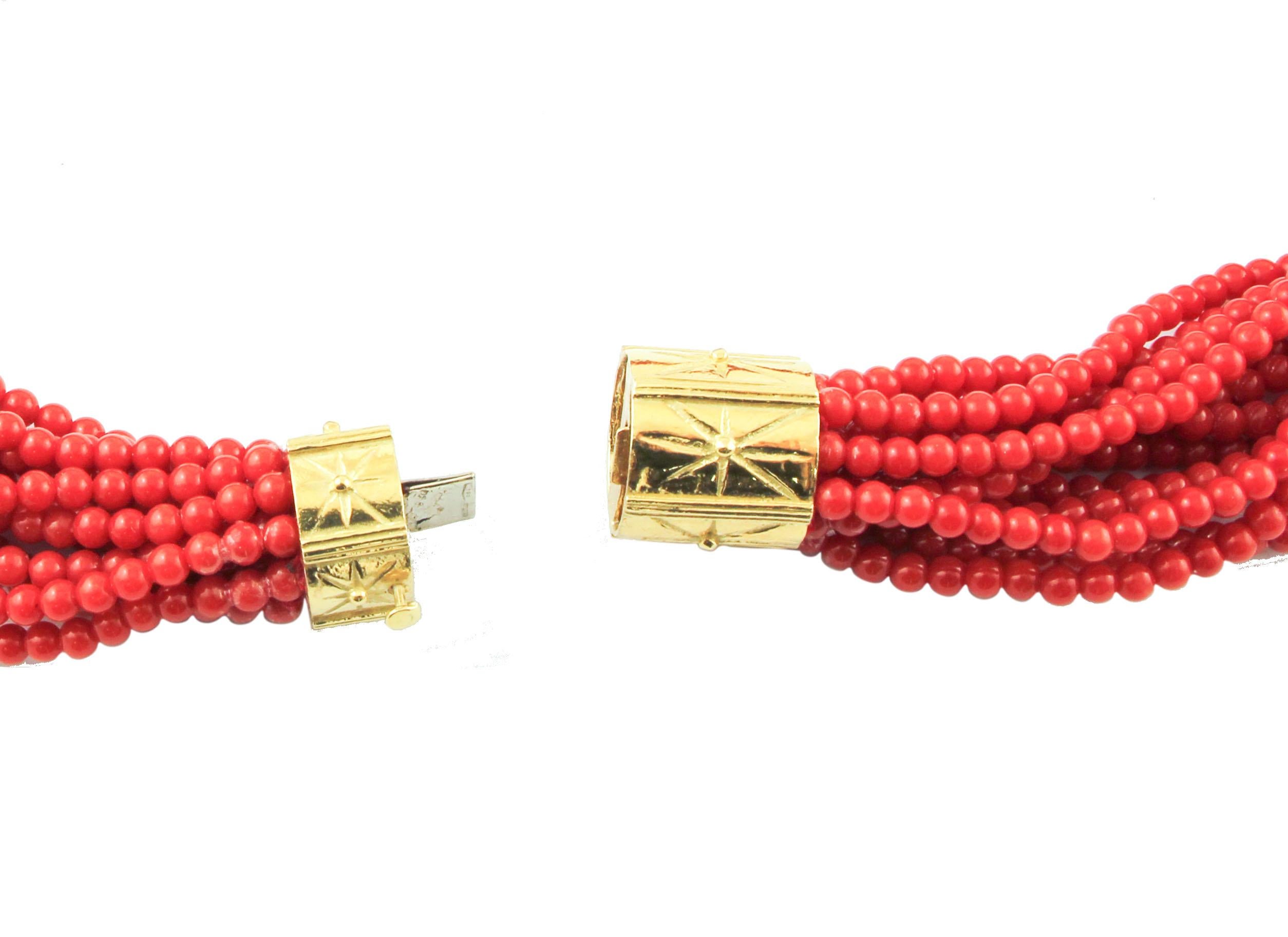 multi strand red bead necklace