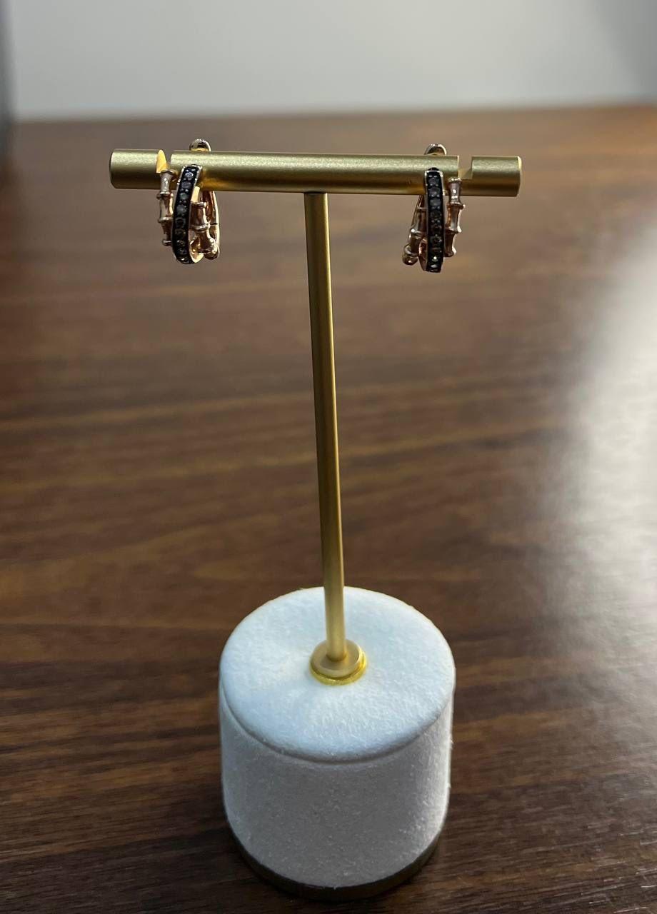 Intertwined Pave-Set Champagne Champagne Diamonds 14K Rose Gold Huggie Earrings For Sale 5