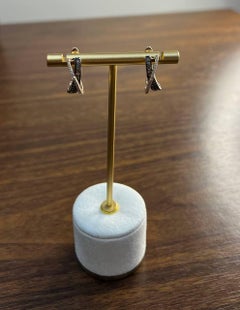 Intertwined Pave-Set White Champagne Diamonds 14K Rose Gold Criss Cross Earrings