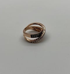 Intertwined Pave-Set White Champagne Diamonds 14K Rose Gold Statement Ring