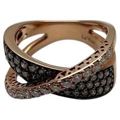 Intertwined Pave-Set White Champagne Diamonds 14K Rose Gold Statement Ring