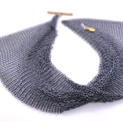 Bracciale Interval Sculptural Chainmaille Mesh in argento Sterling ossidato