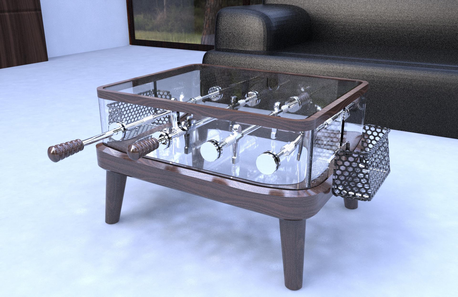 Tempered Intervallo Foosball Coffee Table by Adriano Design for Teckell