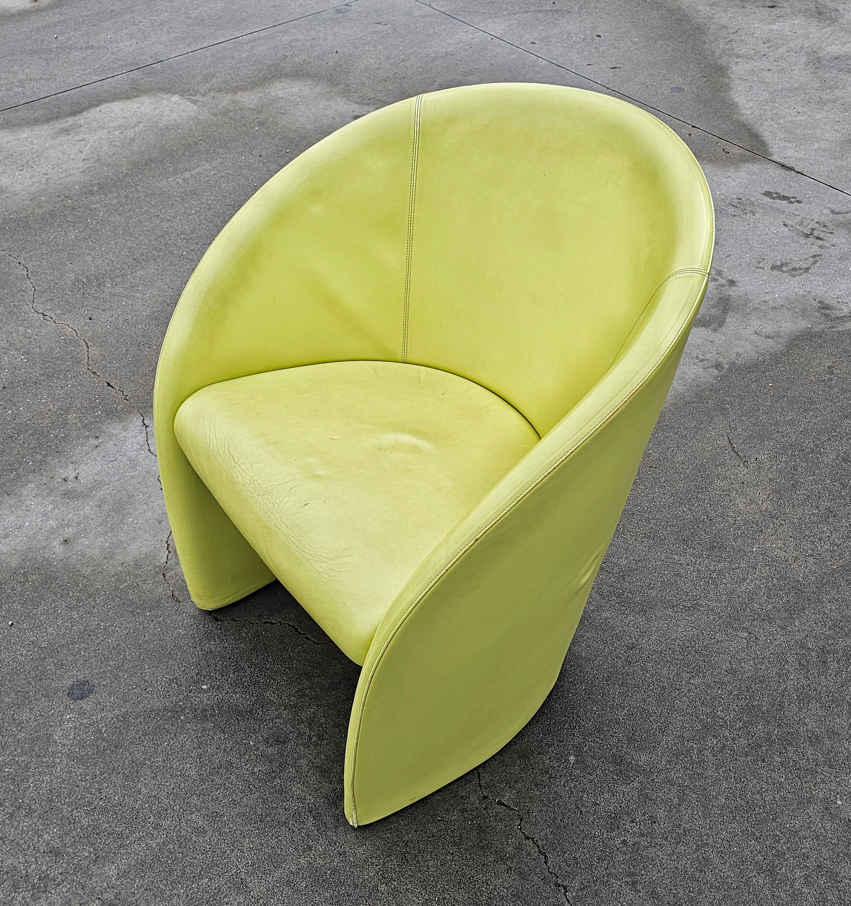 1 of 5 Intervista Club Chairs by Poltrona Frau in Chartreuse Leather, Italy 1989 For Sale 6