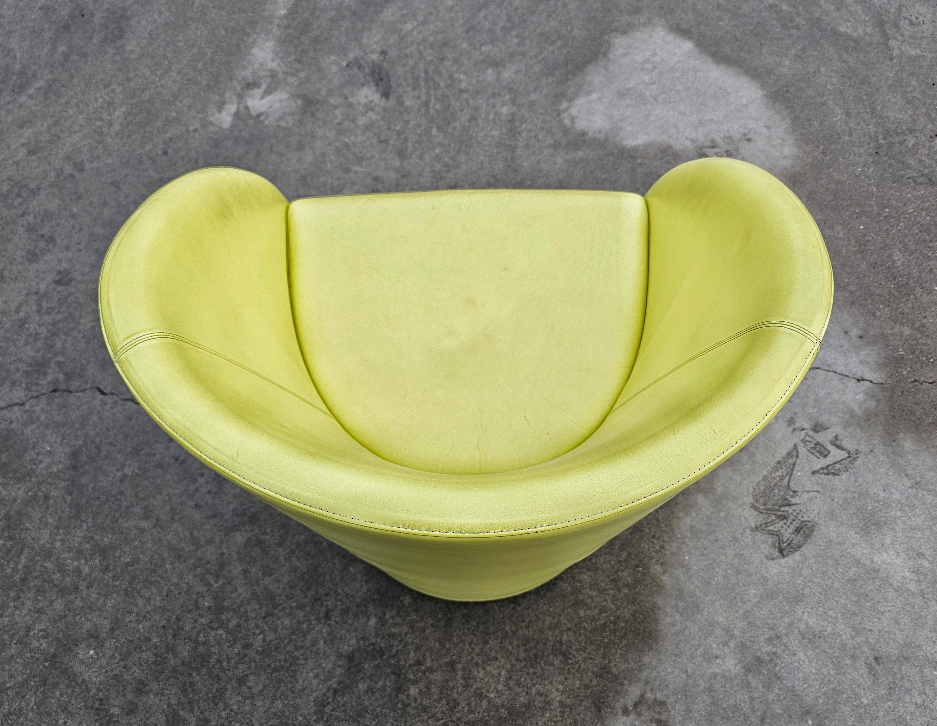 1 of 5 Intervista Club Chairs by Poltrona Frau in Chartreuse Leather, Italy 1989 For Sale 8