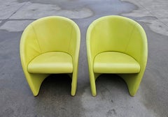 1 of 5 Intervista Club Chairs by Poltrona Frau in Chartreuse Leather, Italy 1989